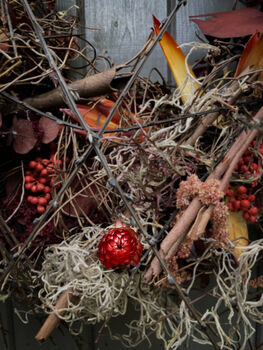 Dried Flower Wreath In Burgundy Red, 5 of 7