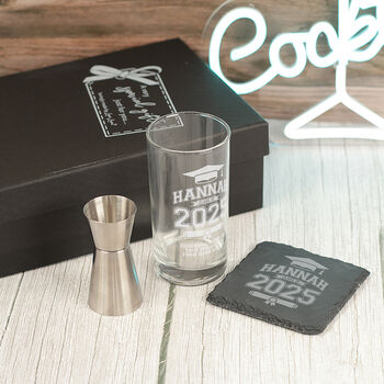 Personalised Graduation Highball Glass And Gift Set, 4 of 5