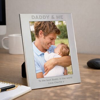 Fathers Day Gifts Photo Frame 5x7 Silver Daddy And Me, 3 of 7
