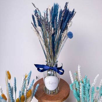 Blue Dried Flower Arrangement Vase Gift For Sister, 2 of 4