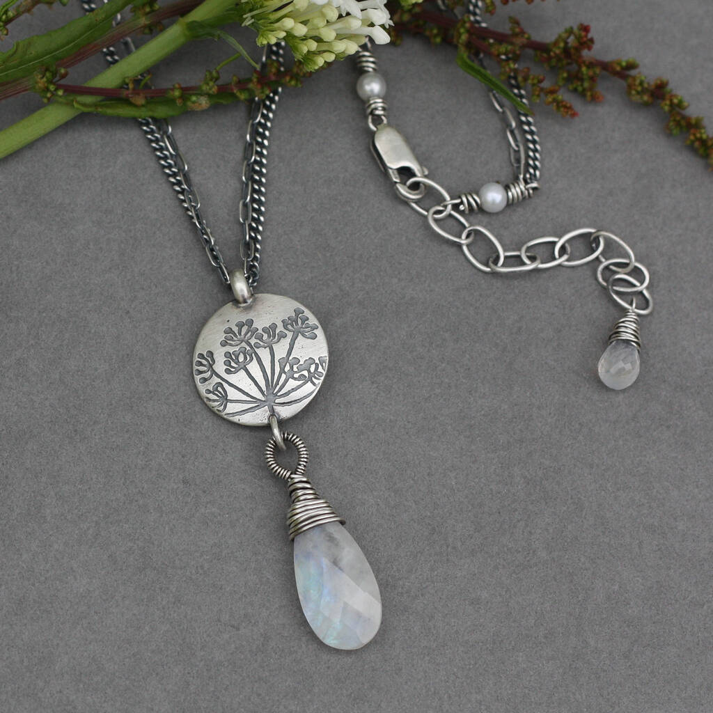Cow Parsley Moonstone Necklace In Sterling Silver By Carin Lindberg