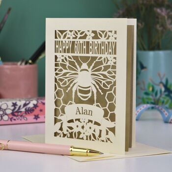 Personalised Papercut Bee Birthday Card, 4 of 5