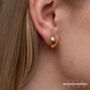 Silver Gold Solid Oval Half Ball Studs Earrings, thumbnail 2 of 4