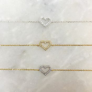 Sterling Silver Crystal Heart Bracelet, 3 of 3