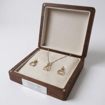 Personalised Sterling Silver And Gold Stirrup Gift Set, 4 of 9