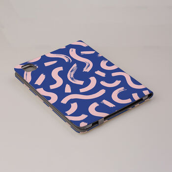 Blue Squiggles Vegan Leather iPad Pro Folio Case, 4 of 7
