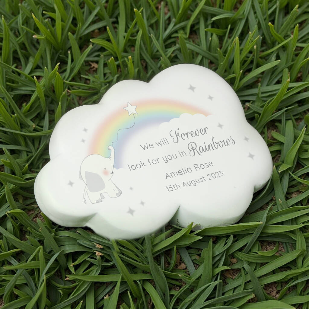 Personalised Rainbow Elephant Cloud Memorial Resin Ston, 1 of 4