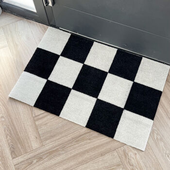 Checkerboard Doormat In Jet Black, 3 of 4