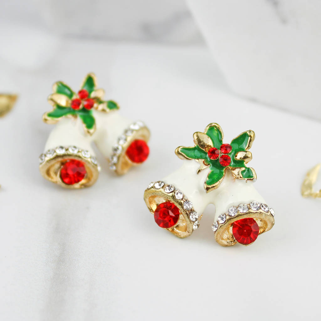 Christmas Bell Stud Earrings By Rabal | notonthehighstreet.com