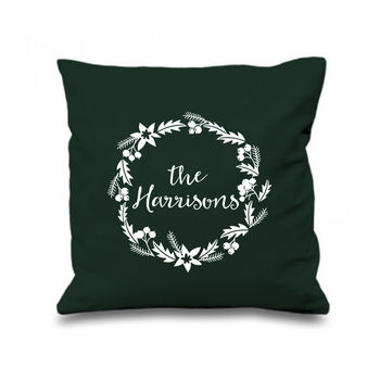 Family Christmas Wreath Personalised Cushion, 4 of 5