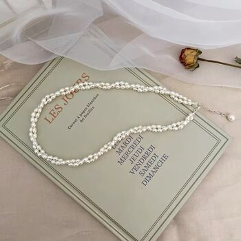 Lucy White Ivory Silver Pearl Drop Jewel Gift Necklace, 4 of 7