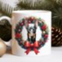 Personalised Doberman Christmas Wreath Dog Mug, thumbnail 1 of 2