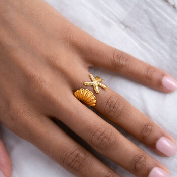 Shell And Starfish Open Waterproof Ring, 3 of 3