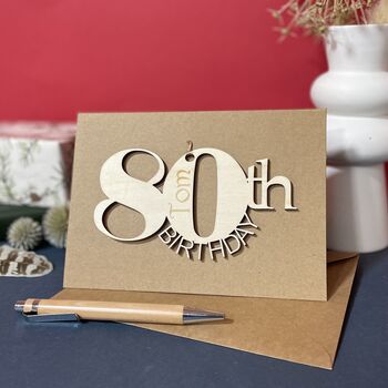 Personalised Wooden 80th Birthday Card, 4 of 10