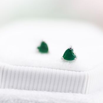 Genuine Green Onyx Heart Stud Earrings, 5 of 8