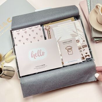 Blush And Rose Gold Stationery Box, 11 of 12