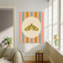 Pink And Brown Stripe Buterfly Art Print, thumbnail 2 of 4