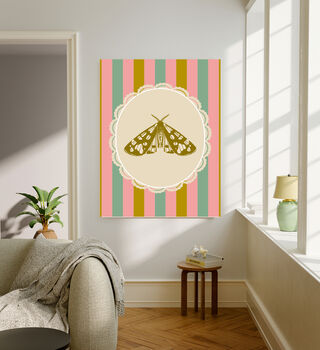 Pink And Brown Stripe Buterfly Art Print, 2 of 4