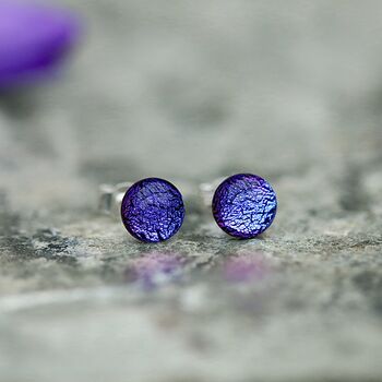 Small Purple Glass And Sterling Silver Stud Earrings, 9 of 11