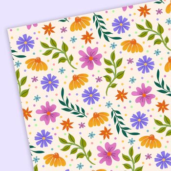 5x, 10x Ditsy Floral Wrapping Paper Sheets | Birthday Gift Wrap, 2 of 2