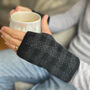 Mens Checked Knitted Lambswool Fingerless Mittens, thumbnail 1 of 5
