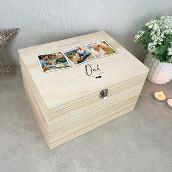 Personalised Wooden Memorial Photo Keepsake Memory Box, 2 of 8