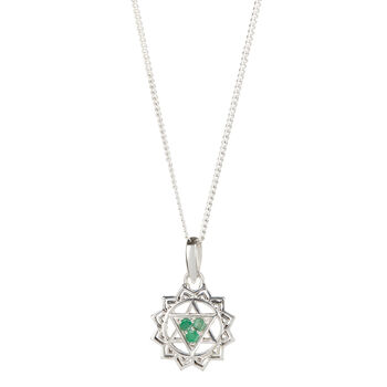 Heart Chakra Emerald Sterling Silver Necklace, 4 of 12