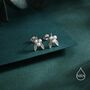 Tiny Mistletoe Stud Earrings In Sterling Silver, thumbnail 1 of 11