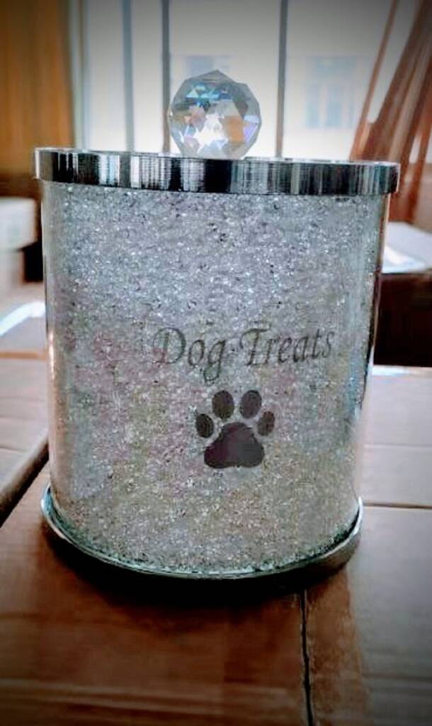 Dog Treat Storage Jar With Swarovski Crystals