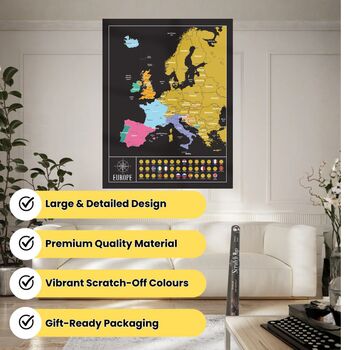 Europe Scratch Off Map With Country Flags Travel Gifts, 2 of 10