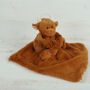 Personalised Embroidery Highland Cow Brown Toy Soother, thumbnail 3 of 12