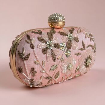 Pink Embroidered Handcrafted Clutch Bag, 2 of 12