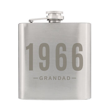 Personalised Date And Name Engraved Stainless Steel Hip Flask, 4 of 6