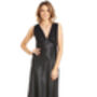 English Made Black Long Satin Nightdress With Lace, thumbnail 1 of 4