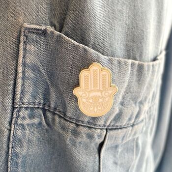 Hamsa Enamel Pin, Spiritual And Meaningful Gift For Her, Protection Symbol Accessory, 4 of 11
