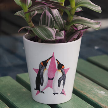 Penguin Couple Personalised Plant Pot, 4 of 5