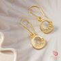 Tiny Matte Gold And Silver Detailed Circle Drop Earrings, thumbnail 9 of 10