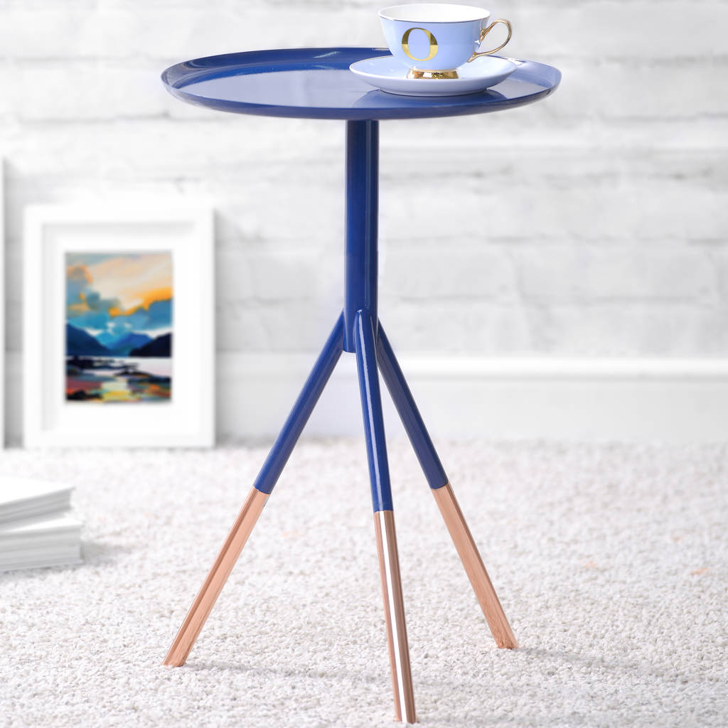 Tripod Table With Copper Legs, 1 of 3