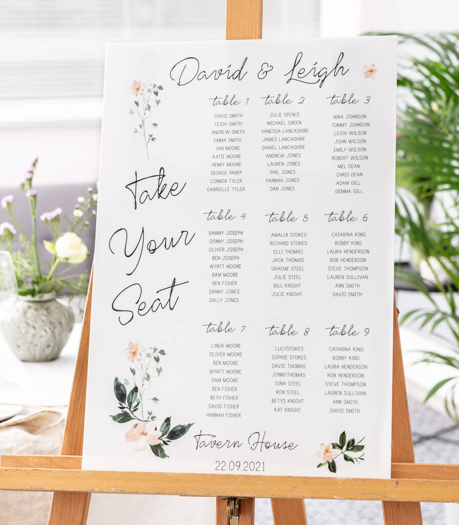 Take Your Seat Floral Wedding Seating Plan