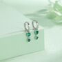 Double Emerald Green Cz Huggie Hoop Earrings, thumbnail 5 of 11