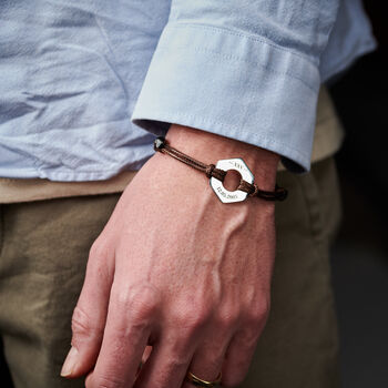 Personalised Men's Twenty Five Year Sterling Silver Anniversary Bracelet, 3 of 4