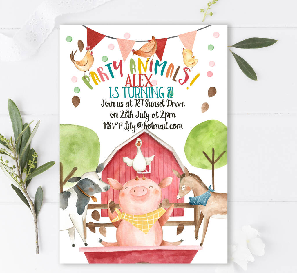 Farm Animals Party Invitation Download By Peach Tea Studio |  