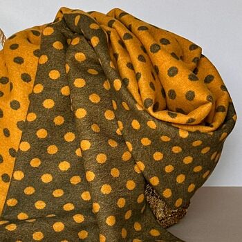 Cashmere Blend Spots Scarf In Mustard Yellow, 2 of 5