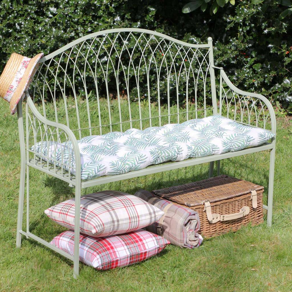 Botanical Fern Padded Garden Bench Cushion By Dibor