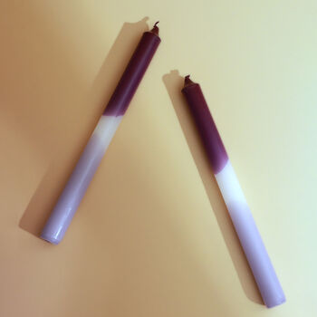 G Decor Set Of Two Dinner Candles Purple/White/Lavender, 2 of 3