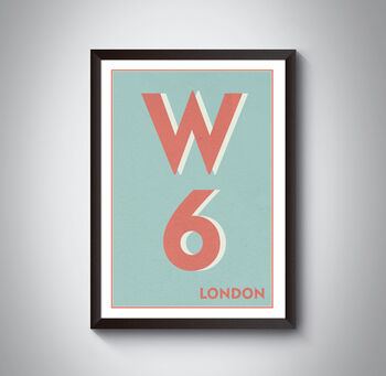 W6 Hammersmith London Postcode Typography Print, 7 of 10