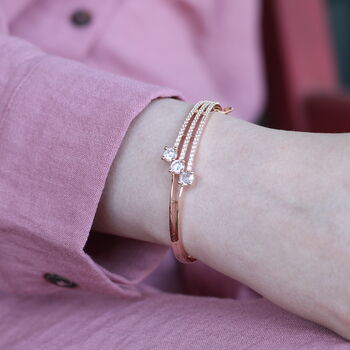 Brass Three Layer Zircon Luxury Wrist Bangle Bracelet, 2 of 4