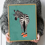 Custom Personalised Zebra Wearing Sneakers Art Print, thumbnail 1 of 9