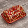 Handpainted Red Patterned Butter Dish, thumbnail 3 of 5