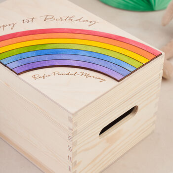 Personalised 1st Birthday Rainbow Storage Box, 2 of 4